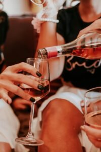 Hen party drinking wine