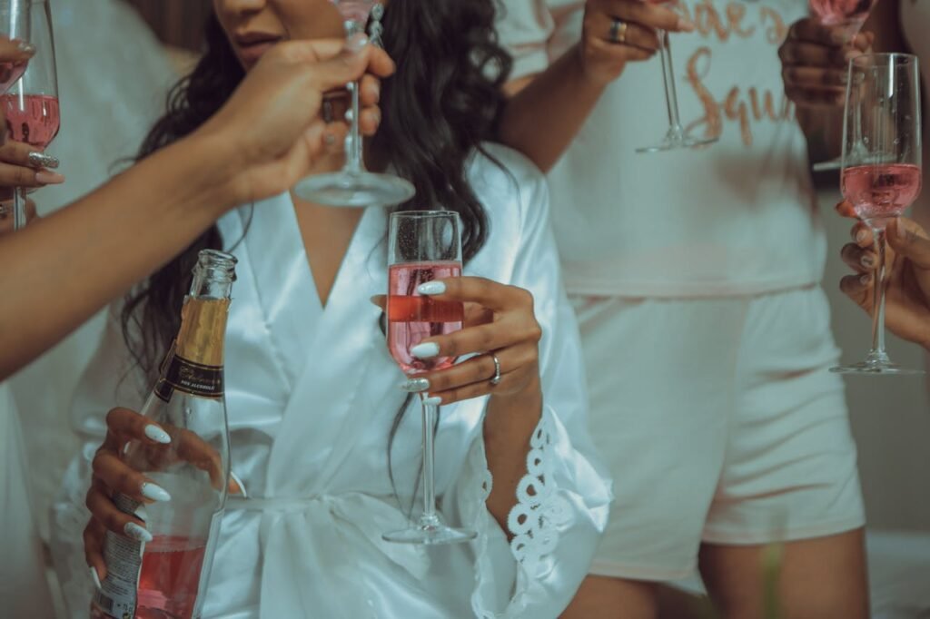 Hen party drinking wine