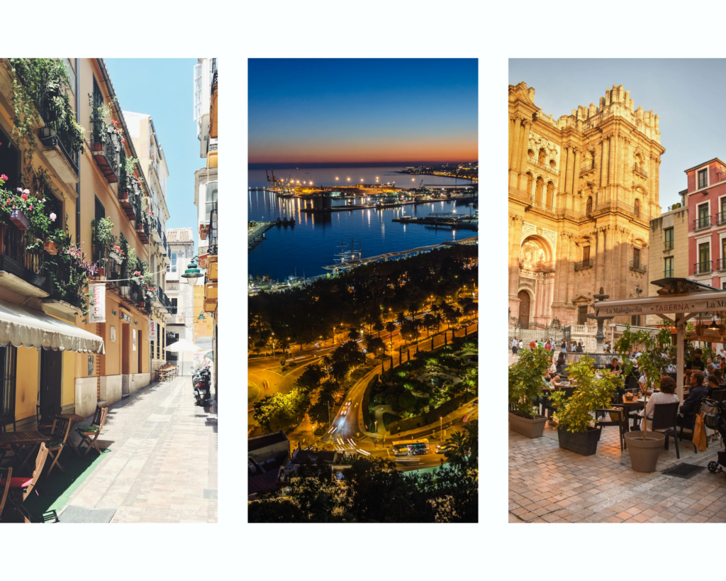 Street in Malaga, Malaga at night, cafe in Malaga